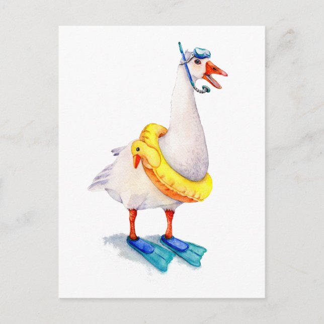 Snorkeling White Goose Vykort (Framsida)
