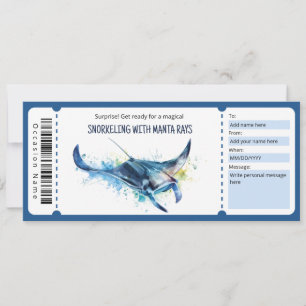 Snorkeling with Manta Ray Biljett Gift Certificate Inbjudningar