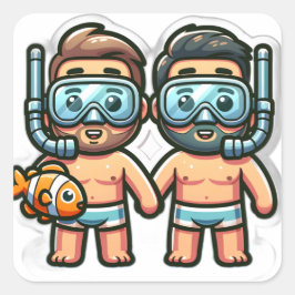Snorkelvänner Fyrkantigt Klistermärke