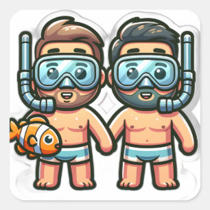 Snorkelvänner Fyrkantigt Klistermärke