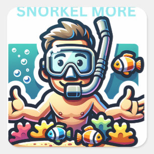 Snorkla Mer Fyrkantigt Klistermärke