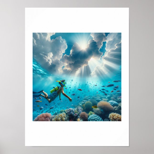 Snorkling i ett vackert rev poster (Framsidan)