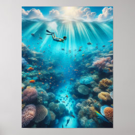 Snorkling på ett korallrev poster