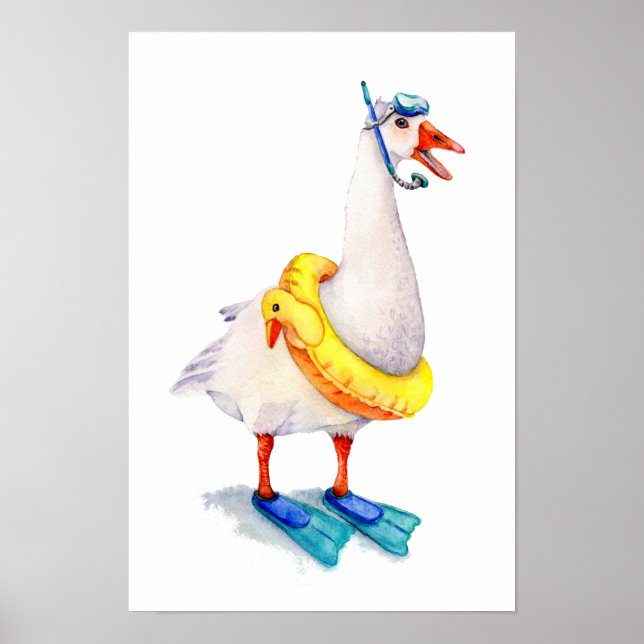 Snorkling Vit Gås Poster (Framsidan)