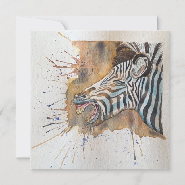 Snorting Zebra Postcard Stil Notecard Tack Kort (Framsida)