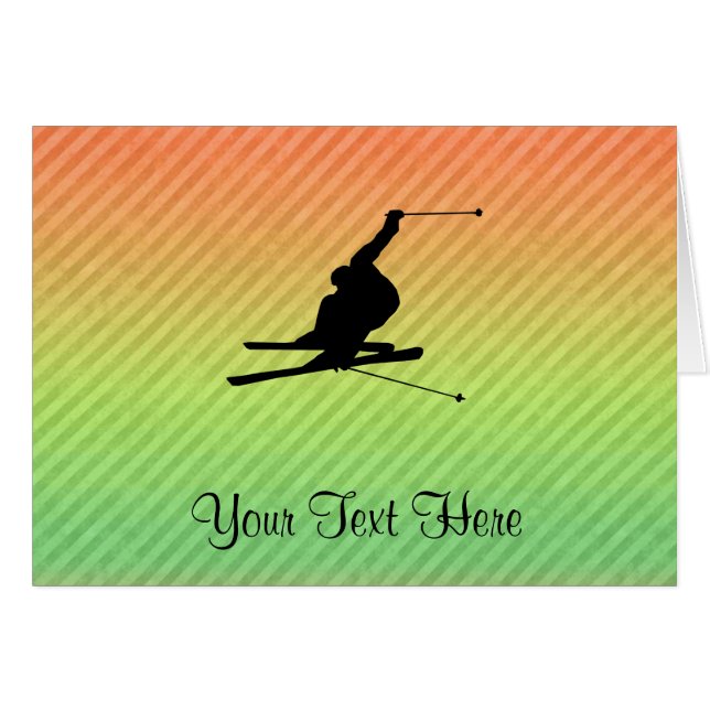 Snöskidåkning Hälsningskort (Framsidan Horizontal)