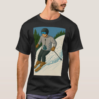 Snöskidåkning med gitarrskjorta t shirt
