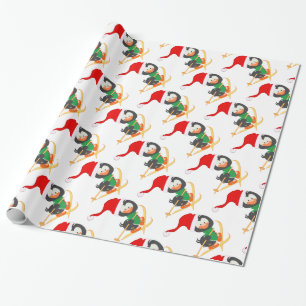 Snöskidåkningpingvin Presentpapper