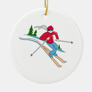 SNÖSKIER JULGRANSPRYDNAD KERAMIK