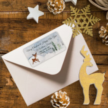 Snöskog med baby-hjort-jul