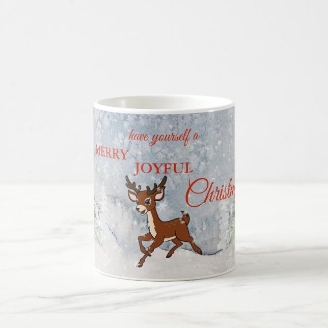 Snöskog med baby-hjort-jul kaffemugg (Center)