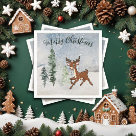 Snöskog med baby hjort pappersservett