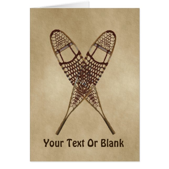 Snöskor på gammal Papper Hälsningskort (Framsidan)