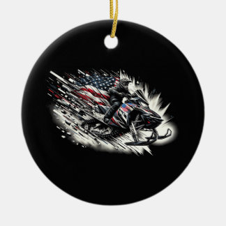 Snöskoter T Snöskoterfrihet Flagga Långärmad Julgransprydnad Keramik