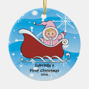 SnöSleighbaby första prydnad för jul Julgransprydnad Keramik