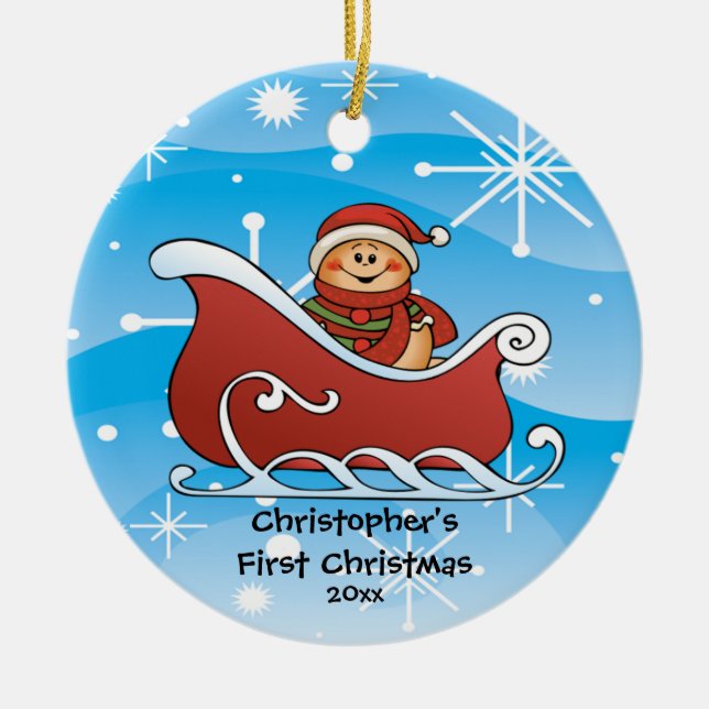 SnöSleighbaby första prydnad för jul Julgransprydnad Keramik (Framsidan)