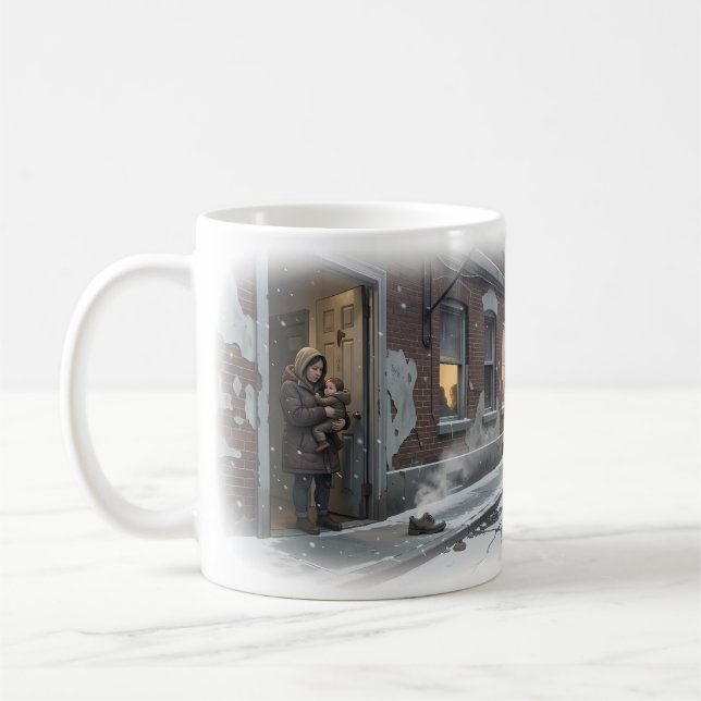 Snöstäckt Gata Tyst Motståndskraft Scen Mugg (Vänster)