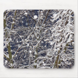 Snöstorm Träd med Grenar foto med Snö täckt med Musmatta