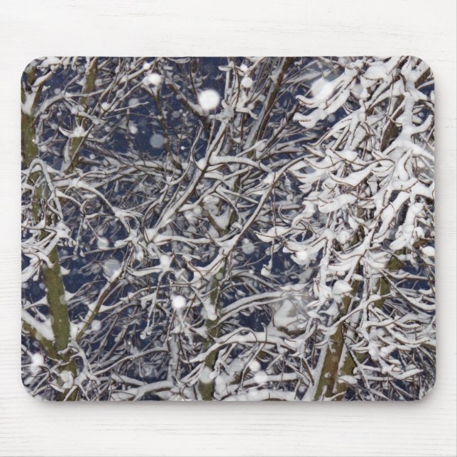 Snöstorm Träd med Grenar foto med Snö täckt med Musmatta (Framsidan)