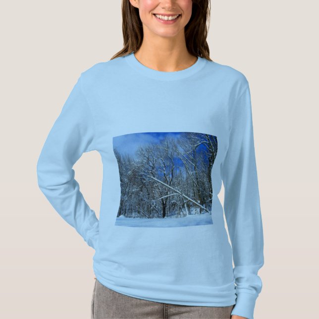 Snöstorm Träd olja T Shirt (Framsida)