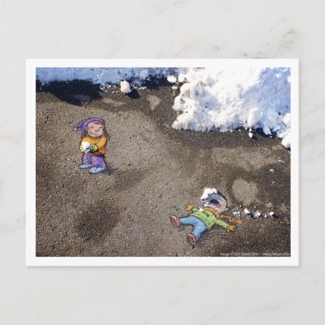 snöstrid vykort (Framsida)