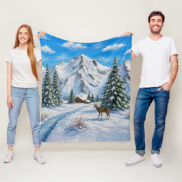 Snötäckt bergsdalduk fleecefilt