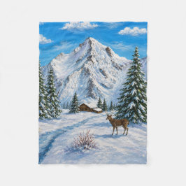 Snötäckt bergsdalsfilt fleecefilt