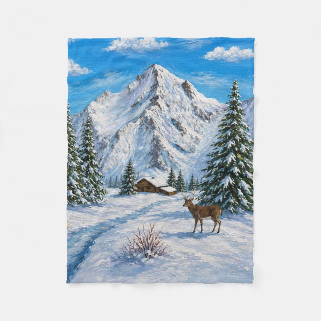 Snötäckt bergsdalsfilt fleecefilt (Framsidan)