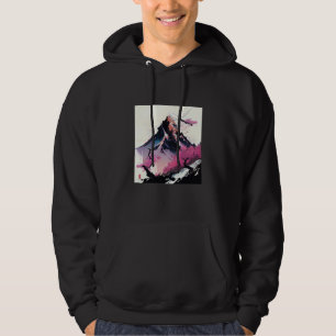 snötäckt bergstopp Körsbärsblomning skarpa färger Hoodie