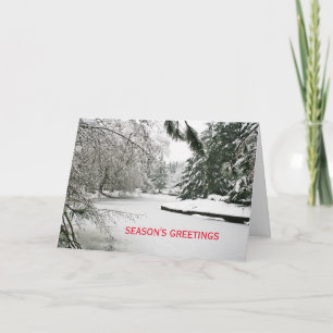 Snötäckt damm vikbar julkort helgkort