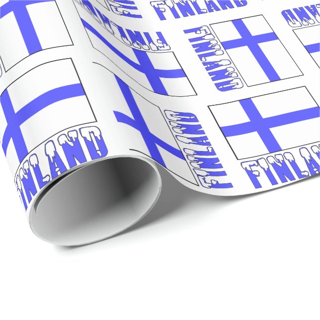 Snötäckt FINLAND Finsk flaggpresent Presentpapper (Rullad Hörn)