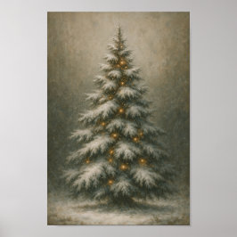 Snötäckt julgran  | Vinter hem dekor poster