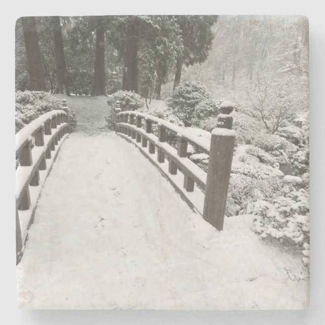 Snötäckt månbro, Japanska trädgården Stenunderlägg (Framsidan)