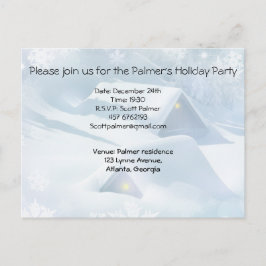 Snötäckt tak i en skog inbjudan vykort