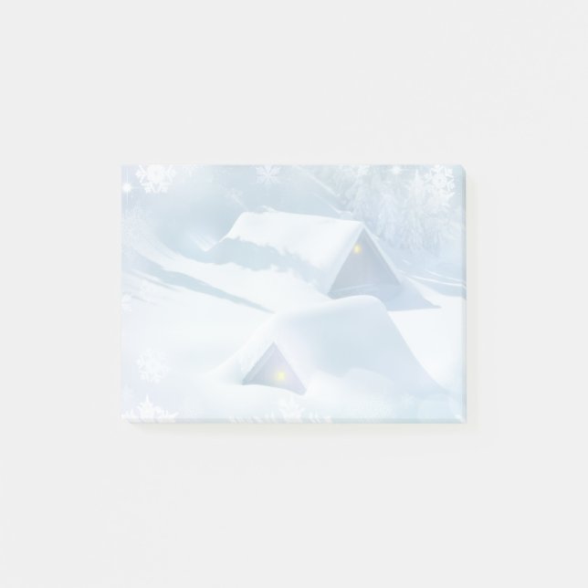 Snötäckt tak i en skog post-it block (Framsida)