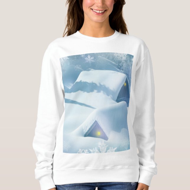 Snötäckt tak i en skog t shirt (Framsida)