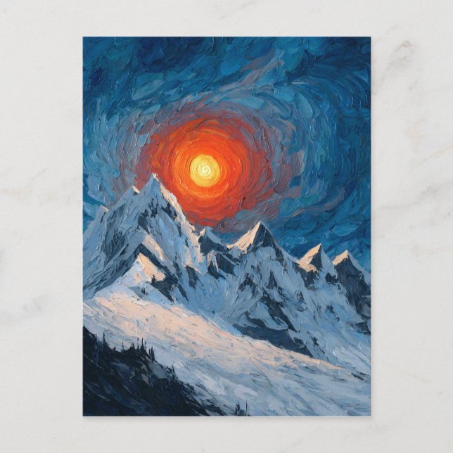 Snötäckta berg vykort (Framsida)