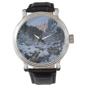 Snötäckta Geisler-bergskedjan Armbandsur