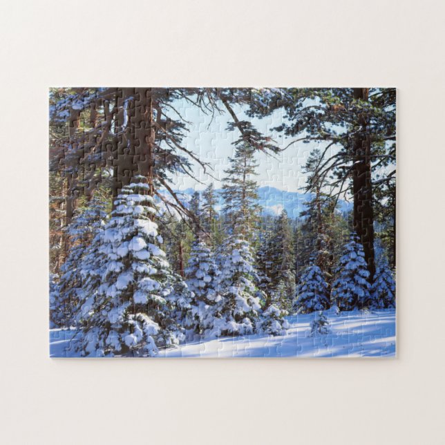 Snötäckta röda ädelgranar i High Sierra 2 Pussel (Horisontell)