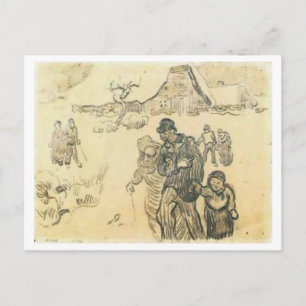 Snötäckta stugor, par barn Van Gogh Fint Vykort