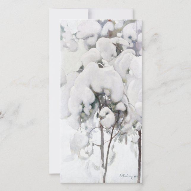 Snötäckta tallplantor (av Pekka Halonen) Kort (Framsida)