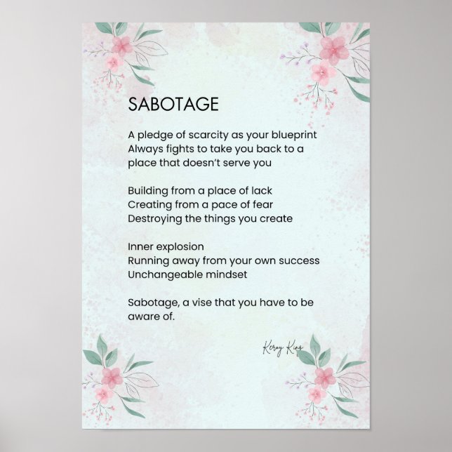 Snotning - Medvetenhet om självständig Kärlek Dikt Poster (Framsidan)