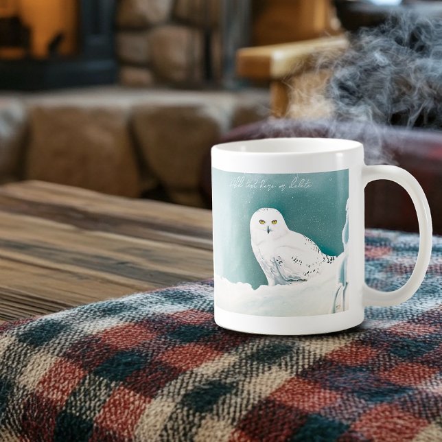 Snöuggla Arktisk Vinter Himmel Snö Teal Kaffemugg (Skapare uppladdad)