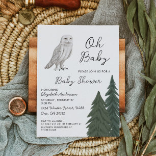 Snöuggla baby shower inbjudningar