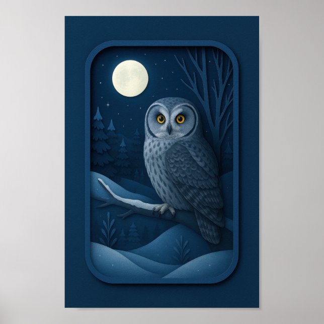 Snöuggla i månsken poster (Framsidan)
