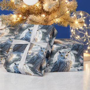 Snöuggla i vintermånsken presentpapper