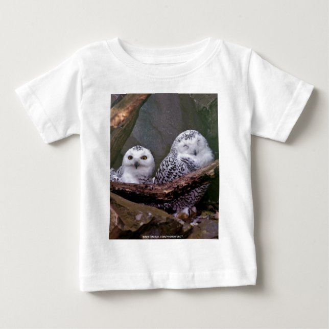 Snöuggla Par Skogs Vilda Djur Konst T Shirt (Framsida)