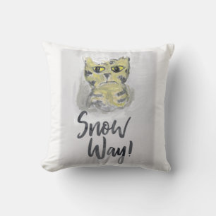 Snövägs Katt Folklig Konst Målning Humor Vinter Ik Kudde