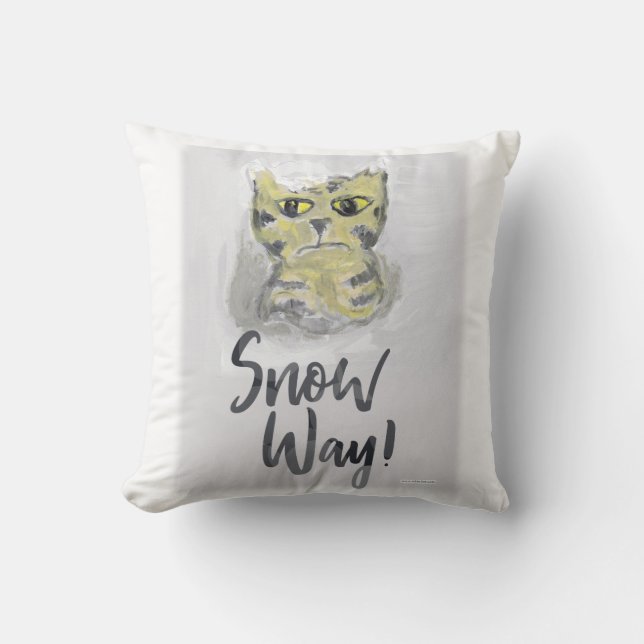 Snövägs Katt Folklig Konst Målning Humor Vinter Ik Kudde (Framsida)