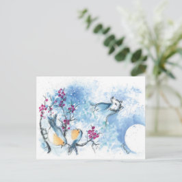 Snövarg och rödhake julkort vykort